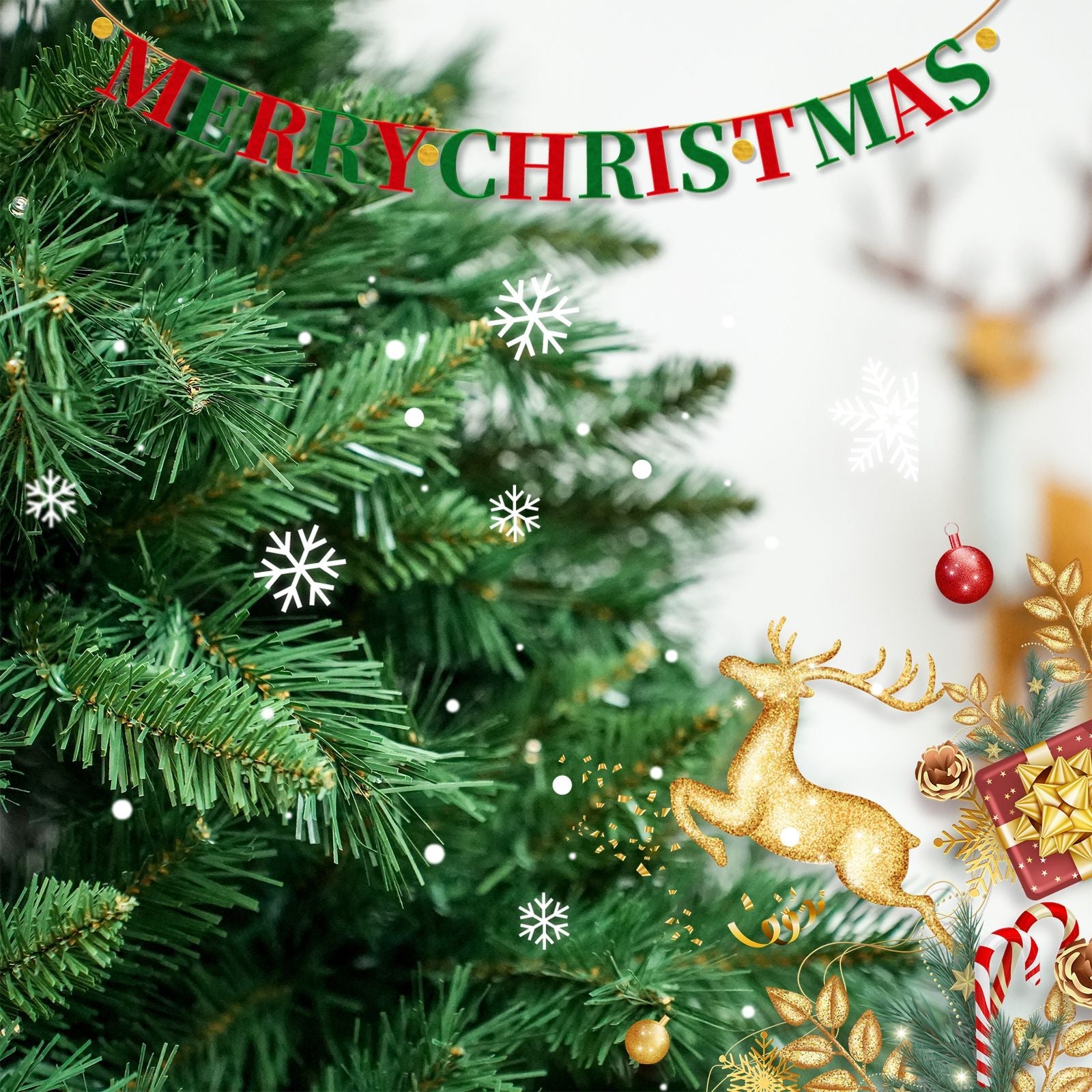 6FT Christmas Tree with 7-layer & 976 branch tips, Premium Flame-Retardant PVC - Renee Lane Company