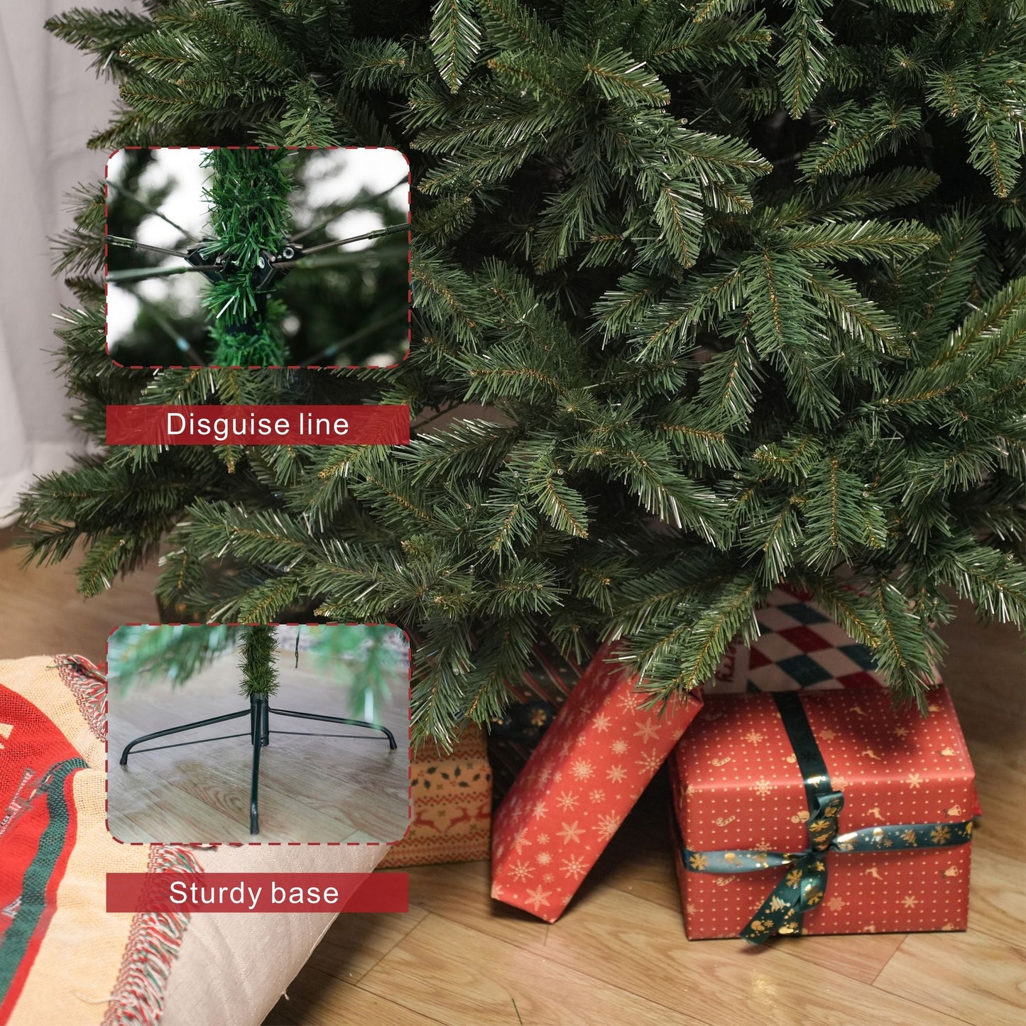 6FT Classic Christmas Tree with 1204 Branch Tips, Flame-Retardant PVC, Environmentally Friendly Artificial - Renee Lane Company