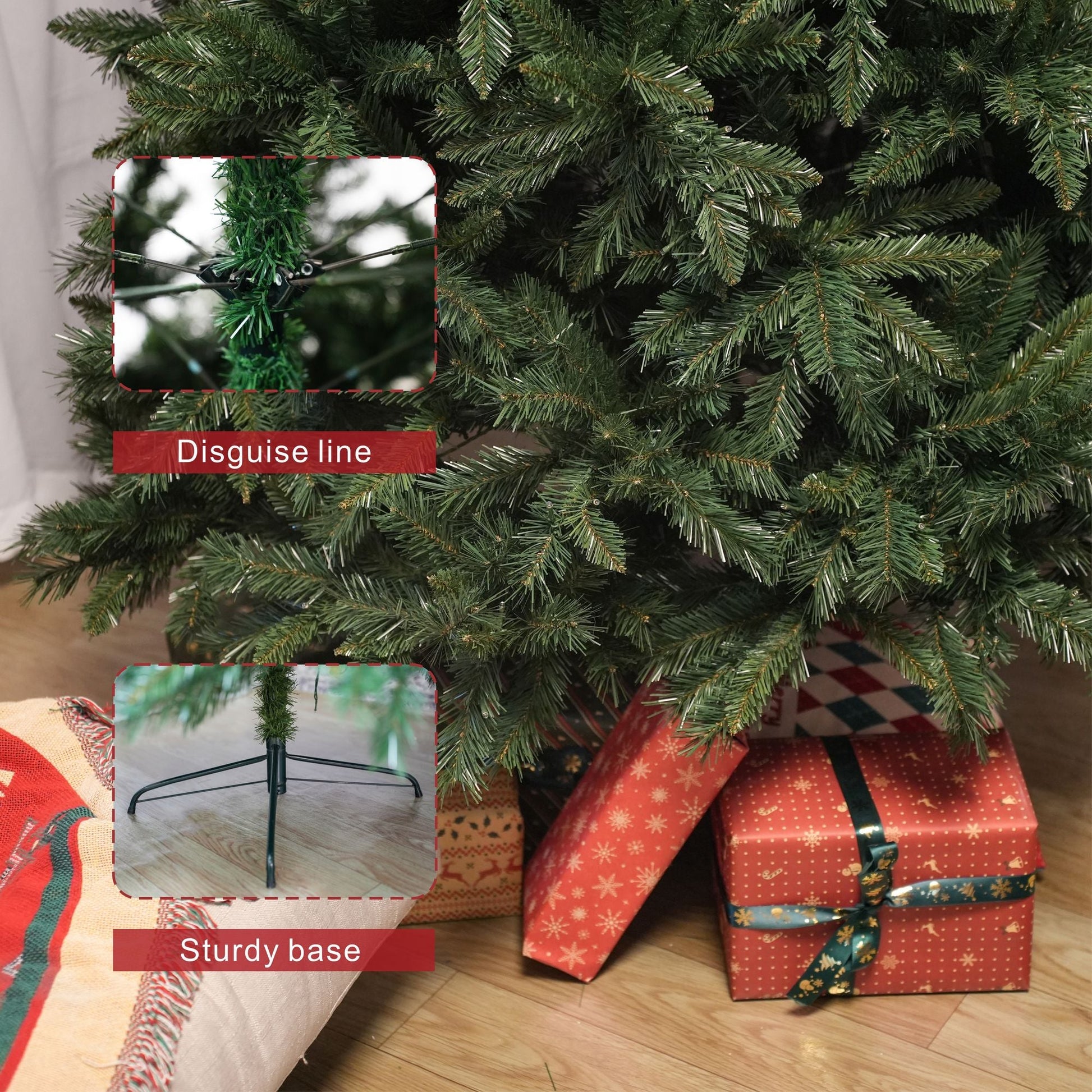 6FT Classic Christmas Tree with 1204 Branch Tips, Flame-Retardant PVC, Environmentally Friendly Artificial - Renee Lane Company