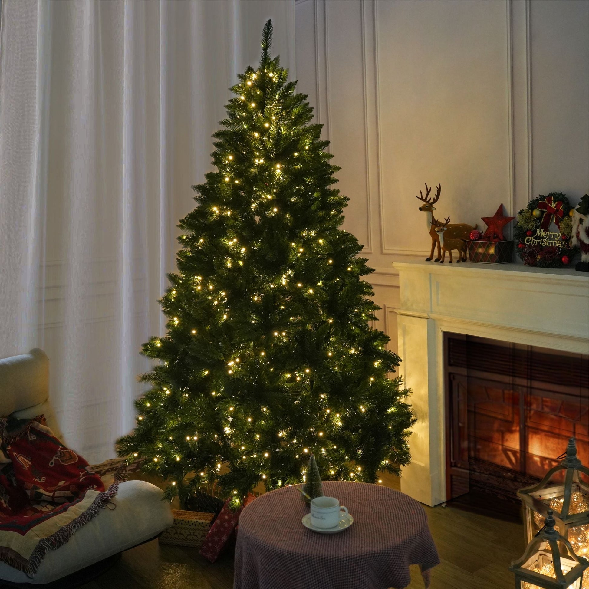 6FT Classic Style Christmas Tree with 450 Warm White LED Lights and 8 Functions - Renee Lane Company