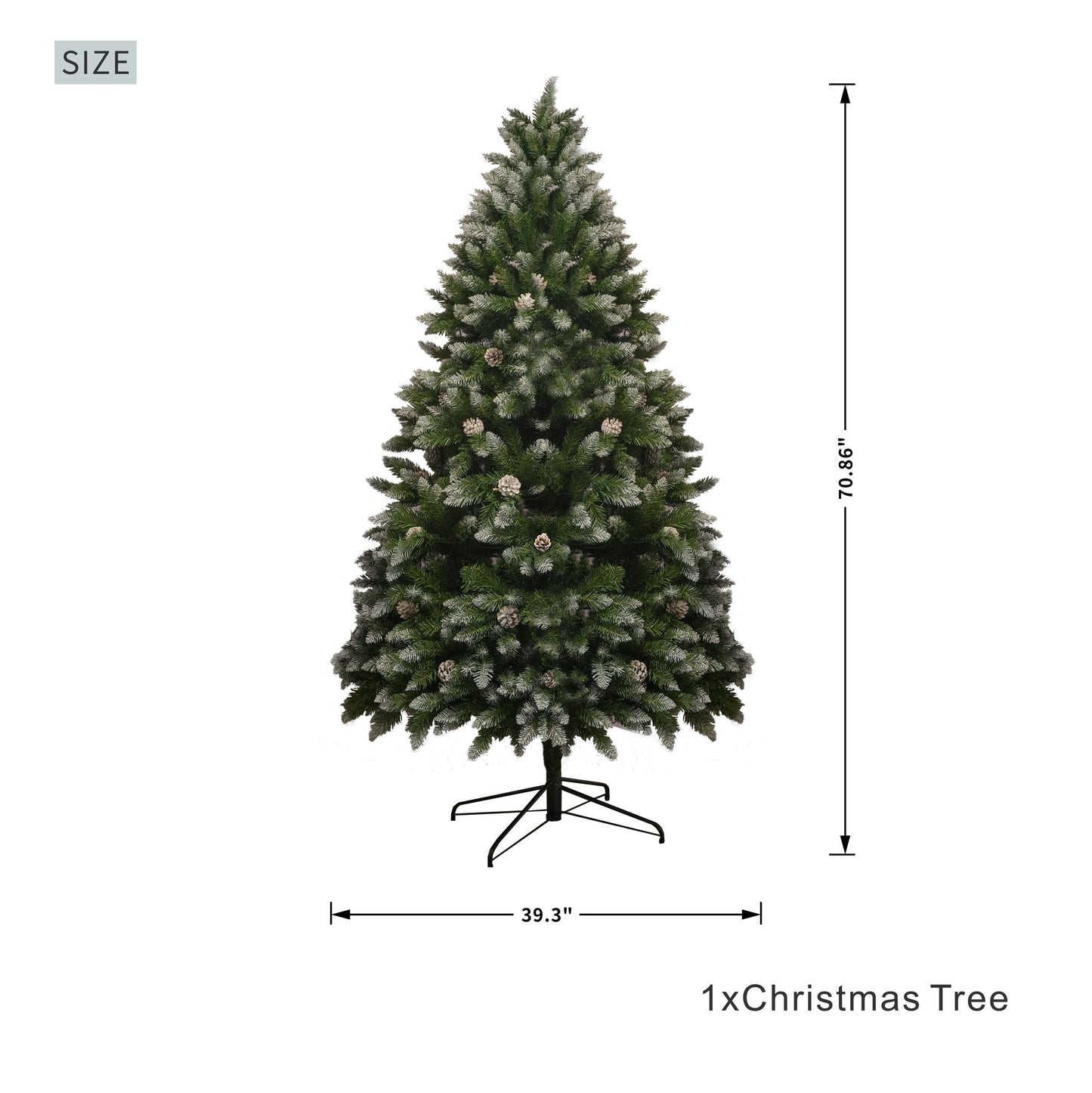 6FT PVC Christmas Tree, 883 Snow-Covered Branches Tips with Pinecones, Environmentally Friendly Artificial - Renee Lane Company