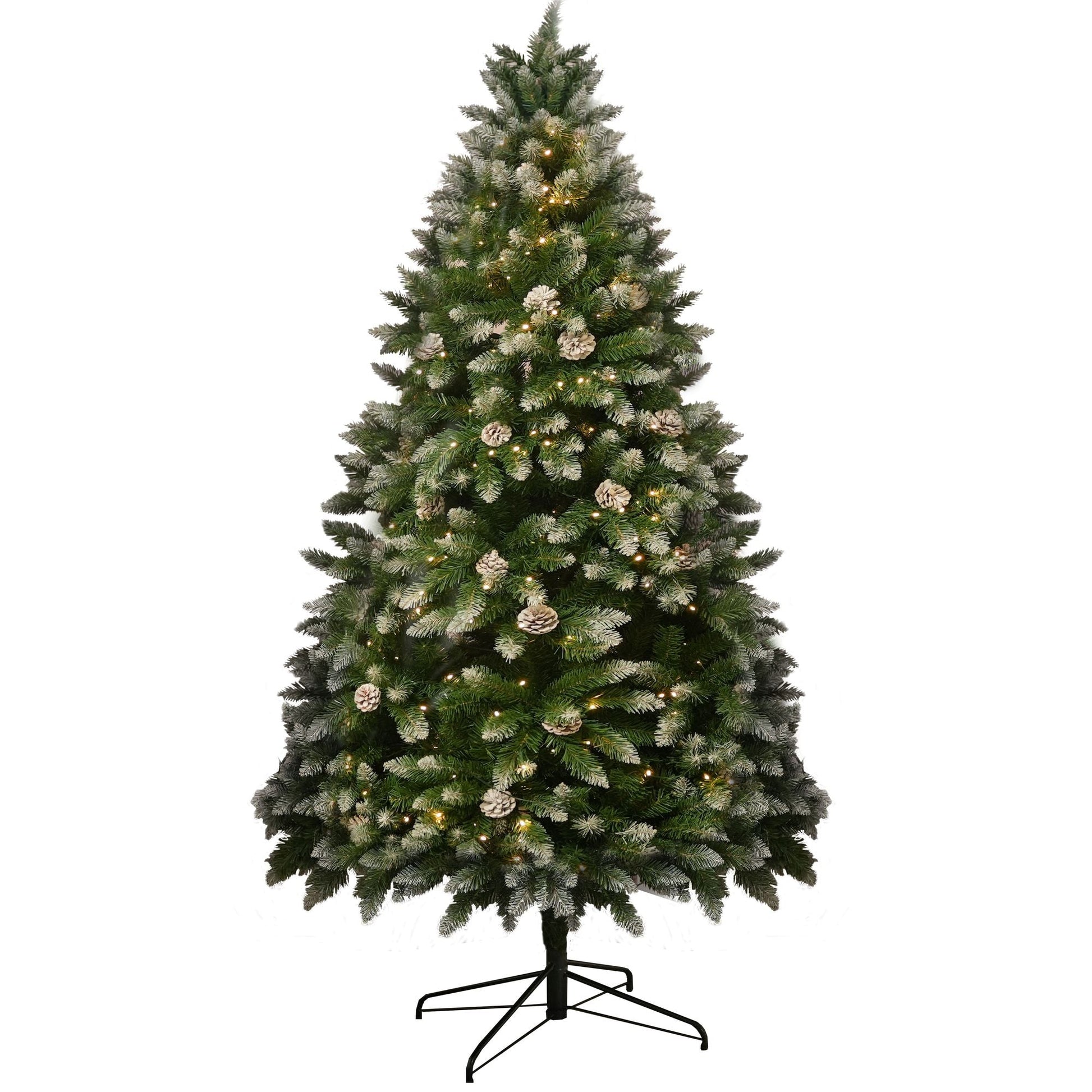 6FT Snow-Frosted Christmas Tree with Pine Cones and 400 Warm White LED Lights - Renee Lane Company