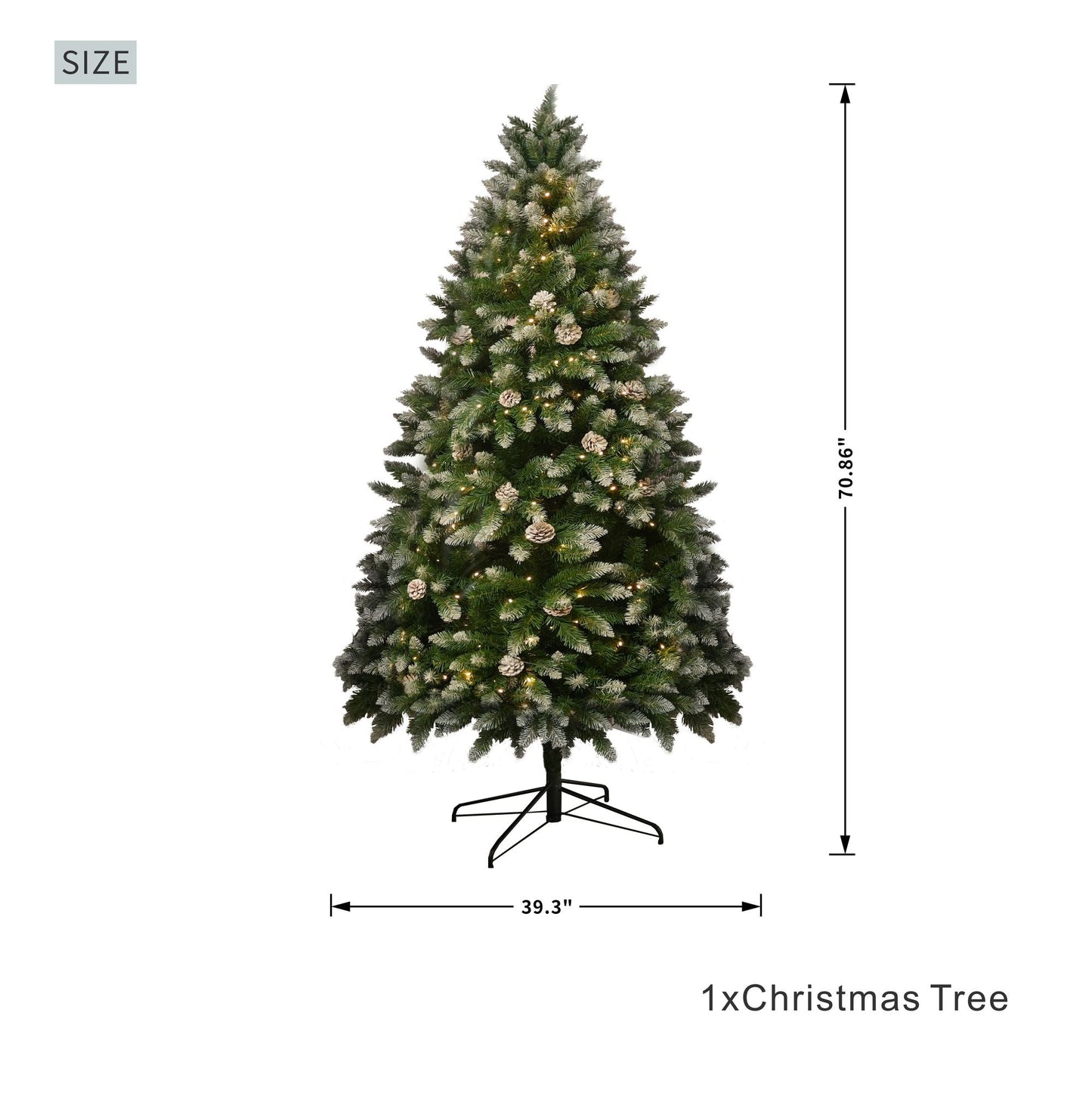 6FT Snow-Frosted Christmas Tree with Pine Cones and 400 Warm White LED Lights - Renee Lane Company