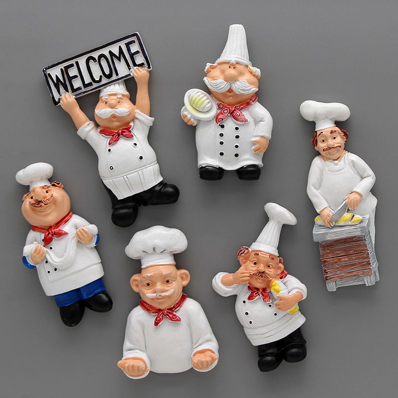 6pcs, Cute Cartoon Chef Refrigerator Magnets - 3D Magnetic Stickers for Kitchen Decoration and Home Decor - Perfect Birthday Gift - Renee Lane Company