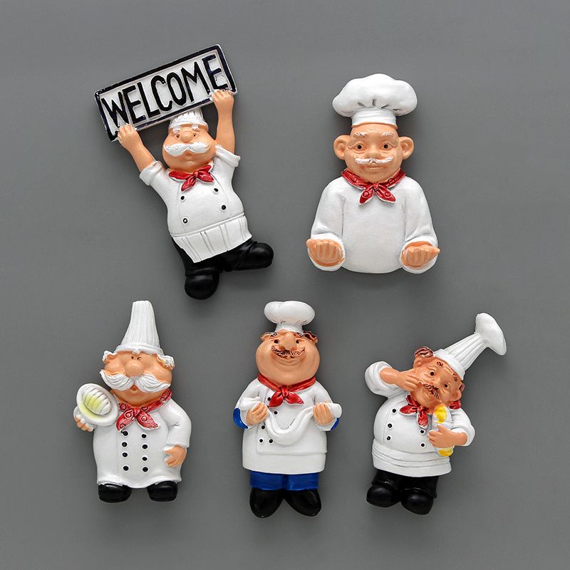 6pcs, Cute Cartoon Chef Refrigerator Magnets - 3D Magnetic Stickers for Kitchen Decoration and Home Decor - Perfect Birthday Gift - Renee Lane Company
