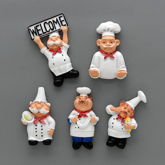 6pcs, Cute Cartoon Chef Refrigerator Magnets - 3D Magnetic Stickers for Kitchen Decoration and Home Decor - Perfect Birthday Gift - Renee Lane Company