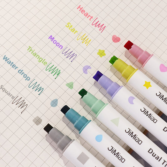 6pcs Double Tip Permanent Marker Set,6.7*.04inch Seal Colorful Pens,Dual Tip Stamp/Line Marker Pen - Renee Lane Company