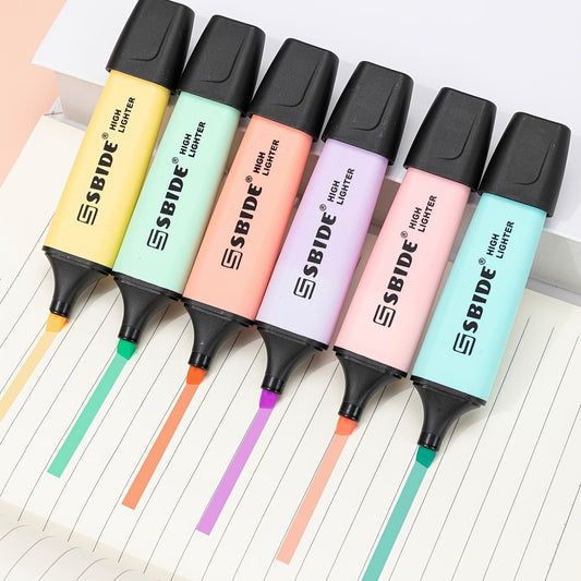 6pcs Macron Color Fluorescent Markers For Marking Key Points For Study And Office - Renee Lane Company