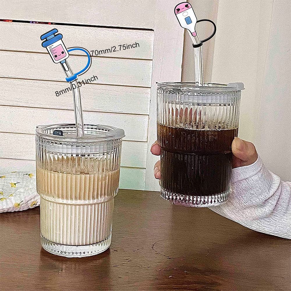 6pcs Reusable Nurse Theme Straw Covers - Dust-Proof Silicone Tips for 7-8 mm Straws - Easy to Clean and Convenient - Renee Lane Company