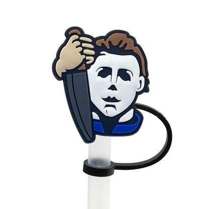 6pcs Reusable Silicone Straw Tip Caps - Scary Clown Design - Perfect for Halloween Decorations and Drinking - Renee Lane Company