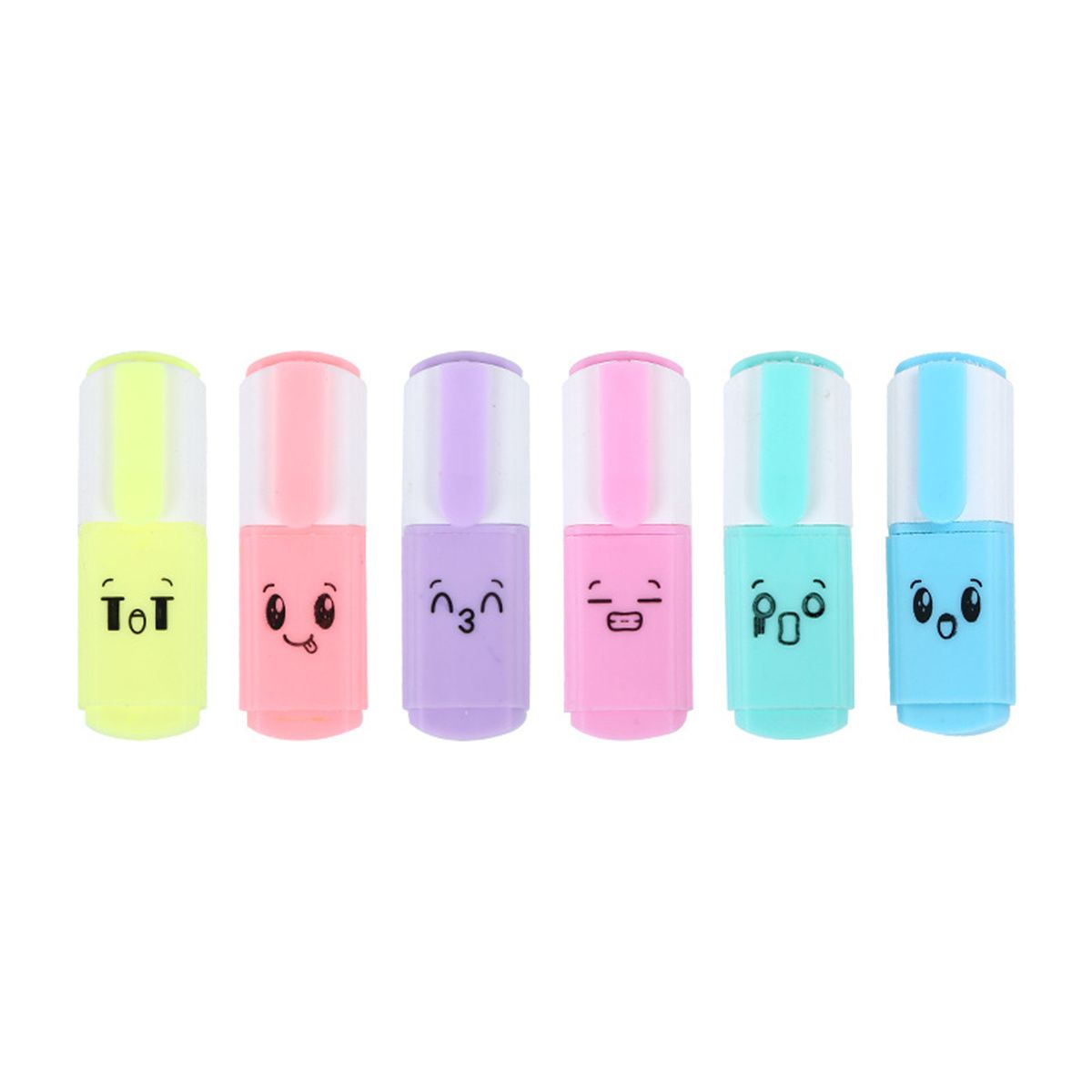 6pcs/set Mini Cute Expression Fluorescent Pen Highlighter - Renee Lane Company