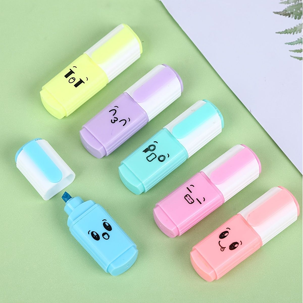 6pcs/set Mini Cute Expression Fluorescent Pen Highlighter - Renee Lane Company