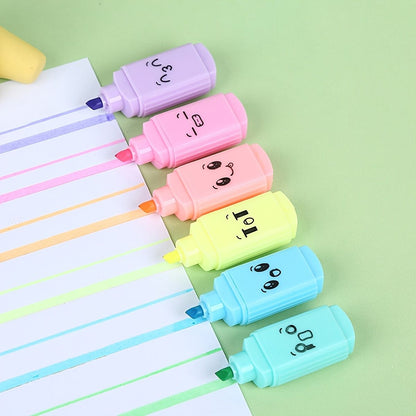 6pcs/set Mini Cute Expression Fluorescent Pen Highlighter - Renee Lane Company