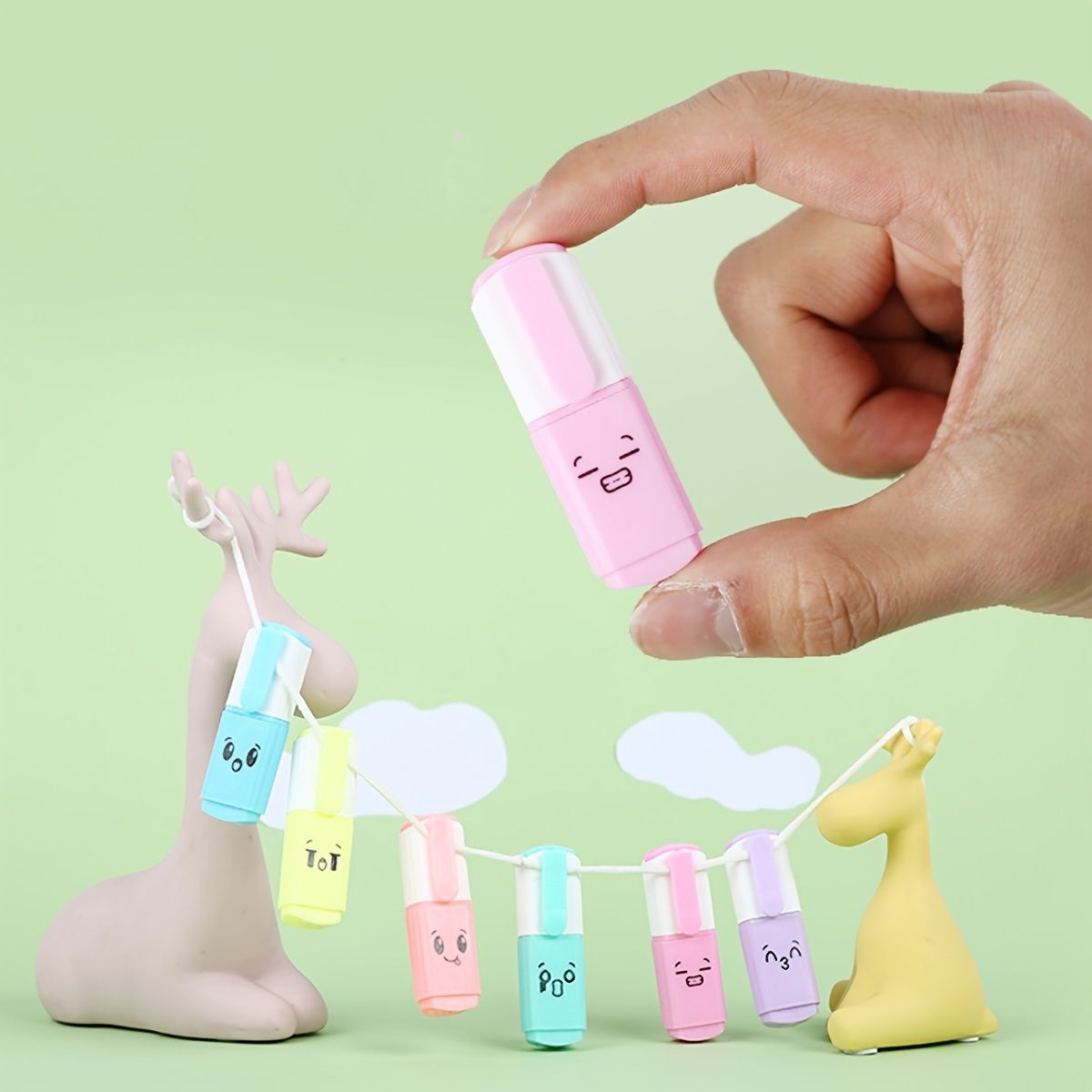 6pcs/set Mini Cute Expression Fluorescent Pen Highlighter - Renee Lane Company
