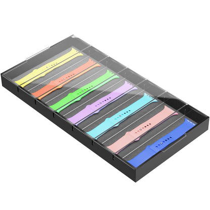 7 Slots Acrylic Watch Band Organizer CaseDustproof Watch Band Display Case Watch Band Storage Box with Acrylic Top LidCompatible with Apple Watch BandsSmart Watch Bands Accessories Display - Renee Lane Company