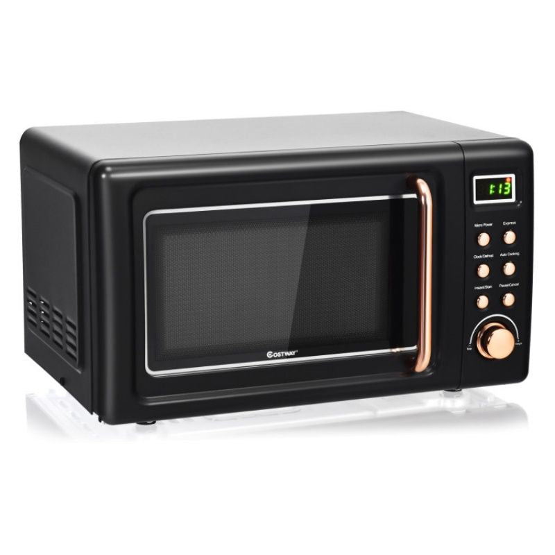 700W Retro Countertop Microwave Oven with 5 Micro Power and Auto Cooking Function - Renee Lane Company