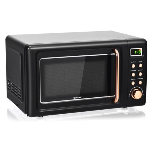 700W Retro Countertop Microwave Oven with 5 Micro Power and Auto Cooking Function - Renee Lane Company