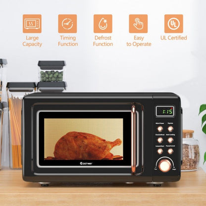 700W Retro Countertop Microwave Oven with 5 Micro Power and Auto Cooking Function - Renee Lane Company