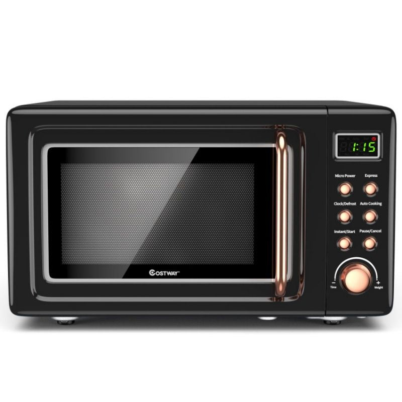 700W Retro Countertop Microwave Oven with 5 Micro Power and Auto Cooking Function - Renee Lane Company