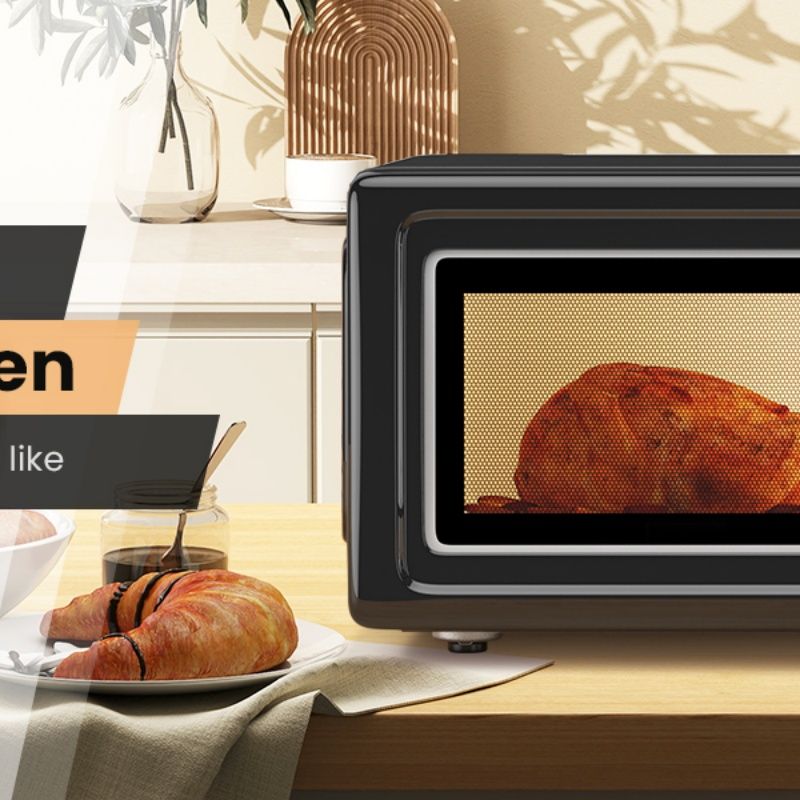 700W Retro Countertop Microwave Oven with 5 Micro Power and Auto Cooking Function - Renee Lane Company