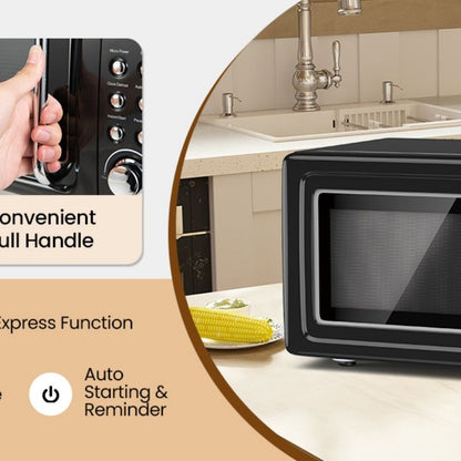 700W Retro Countertop Microwave Oven with 5 Micro Power and Auto Cooking Function - Renee Lane Company