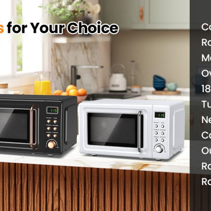 700W Retro Countertop Microwave Oven with 5 Micro Power and Auto Cooking Function - Renee Lane Company