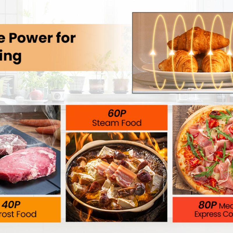 700W Retro Countertop Microwave Oven with 5 Micro Power and Auto Cooking Function - Renee Lane Company