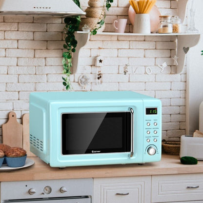 700W Retro Countertop Microwave Oven with 5 Micro Power and Auto Cooking Function - Renee Lane Company
