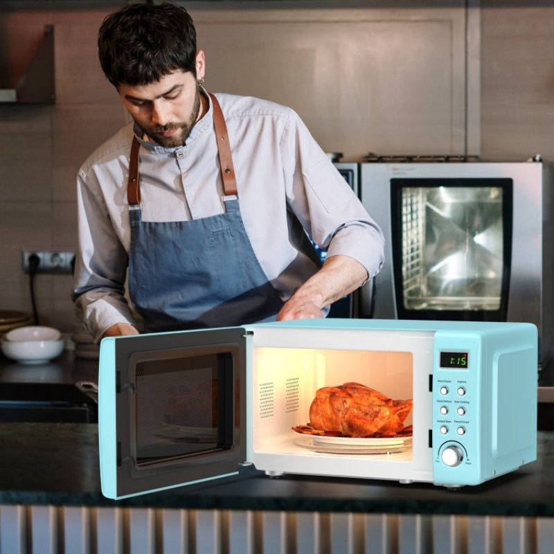 700W Retro Countertop Microwave Oven with 5 Micro Power and Auto Cooking Function - Renee Lane Company