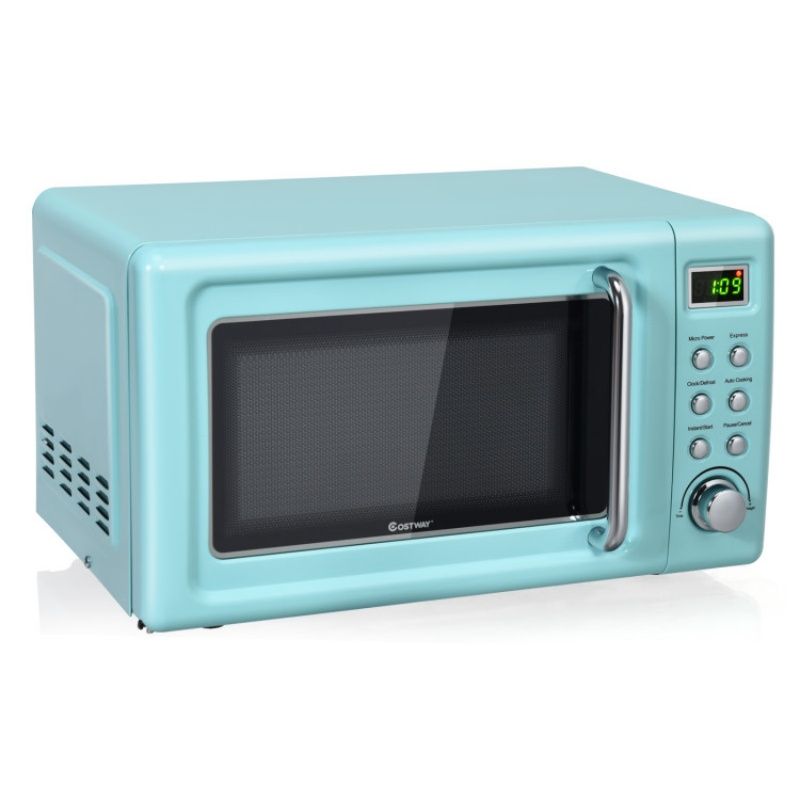 700W Retro Countertop Microwave Oven with 5 Micro Power and Auto Cooking Function - Renee Lane Company