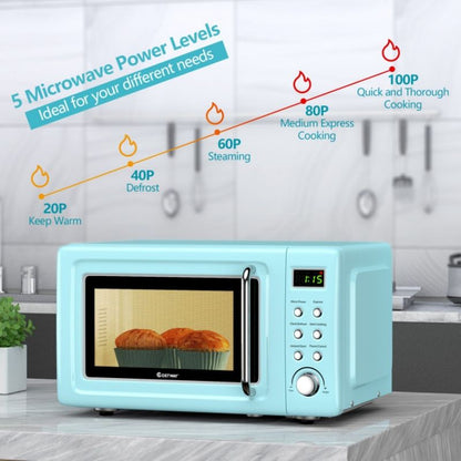 700W Retro Countertop Microwave Oven with 5 Micro Power and Auto Cooking Function - Renee Lane Company
