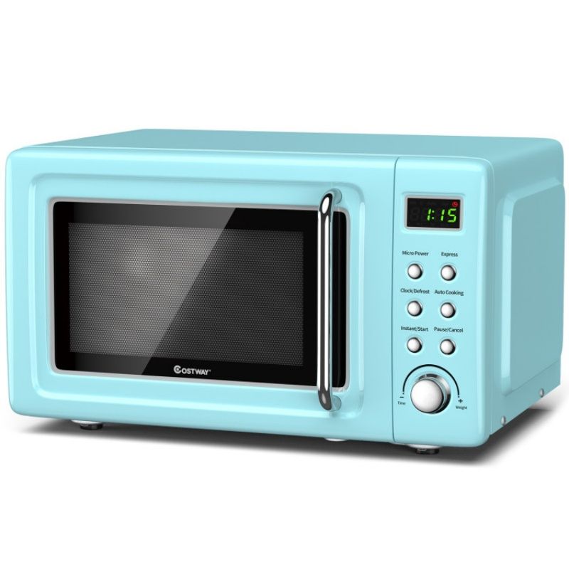 700W Retro Countertop Microwave Oven with 5 Micro Power and Auto Cooking Function - Renee Lane Company
