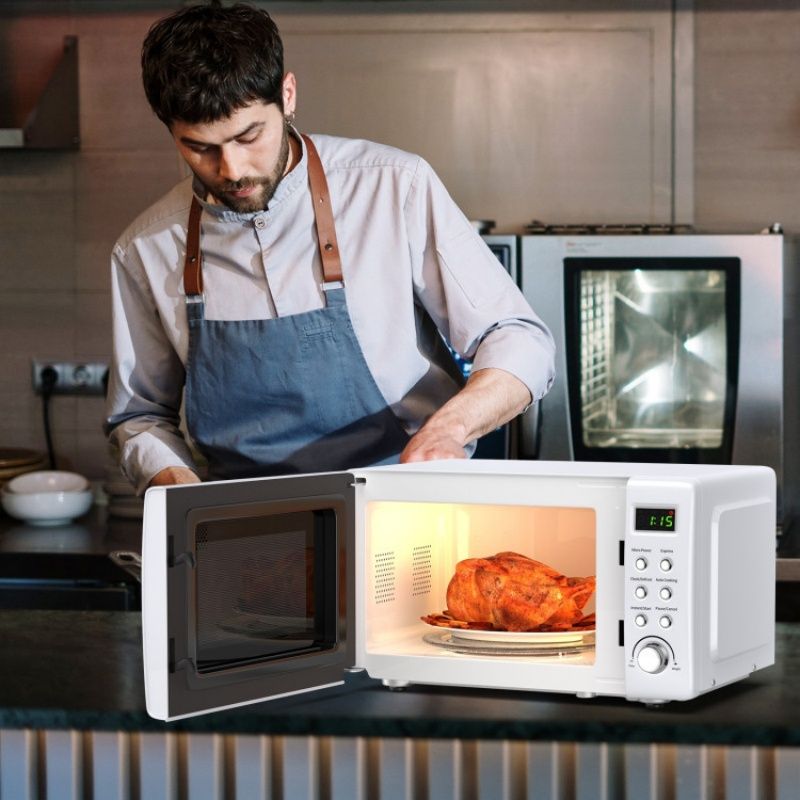 700W Retro Countertop Microwave Oven with 5 Micro Power and Auto Cooking Function - Renee Lane Company