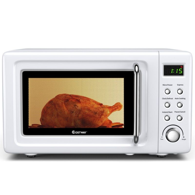 700W Retro Countertop Microwave Oven with 5 Micro Power and Auto Cooking Function - Renee Lane Company
