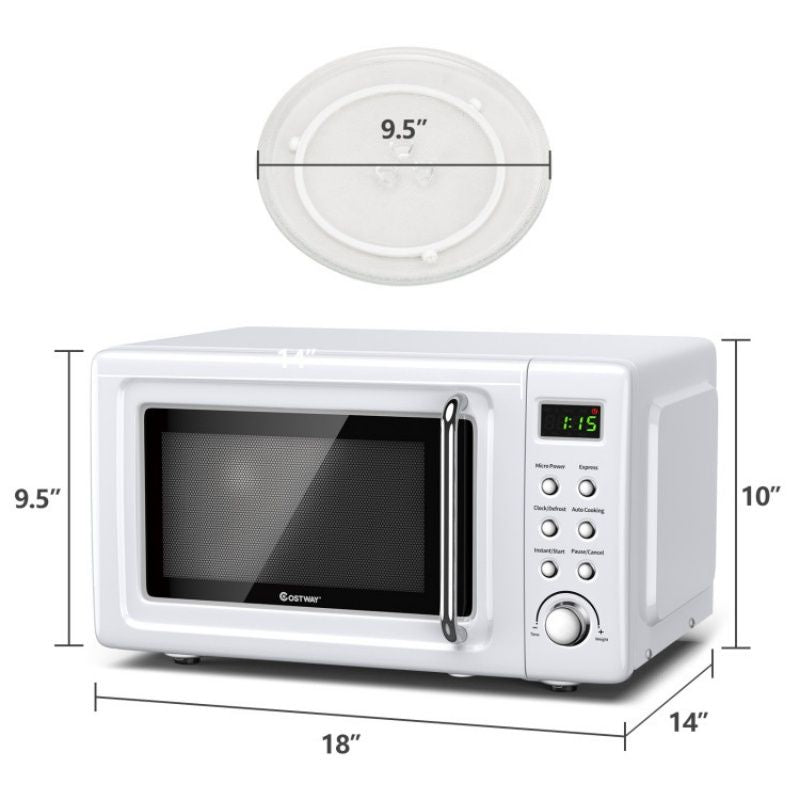 700W Retro Countertop Microwave Oven with 5 Micro Power and Auto Cooking Function - Renee Lane Company