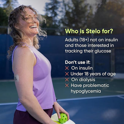 Dexcom Stelo biosensor worn on upper arm