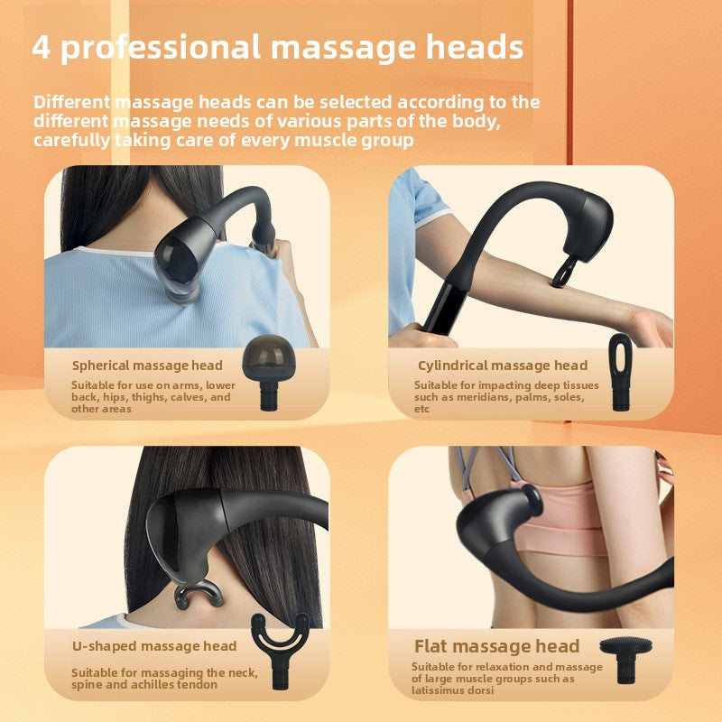 Four interchangeable black massage heads for a massage hammer, shown in a set