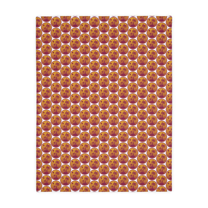 Velveteen throw blanket with all-over orange and burgundy pumpkin circles