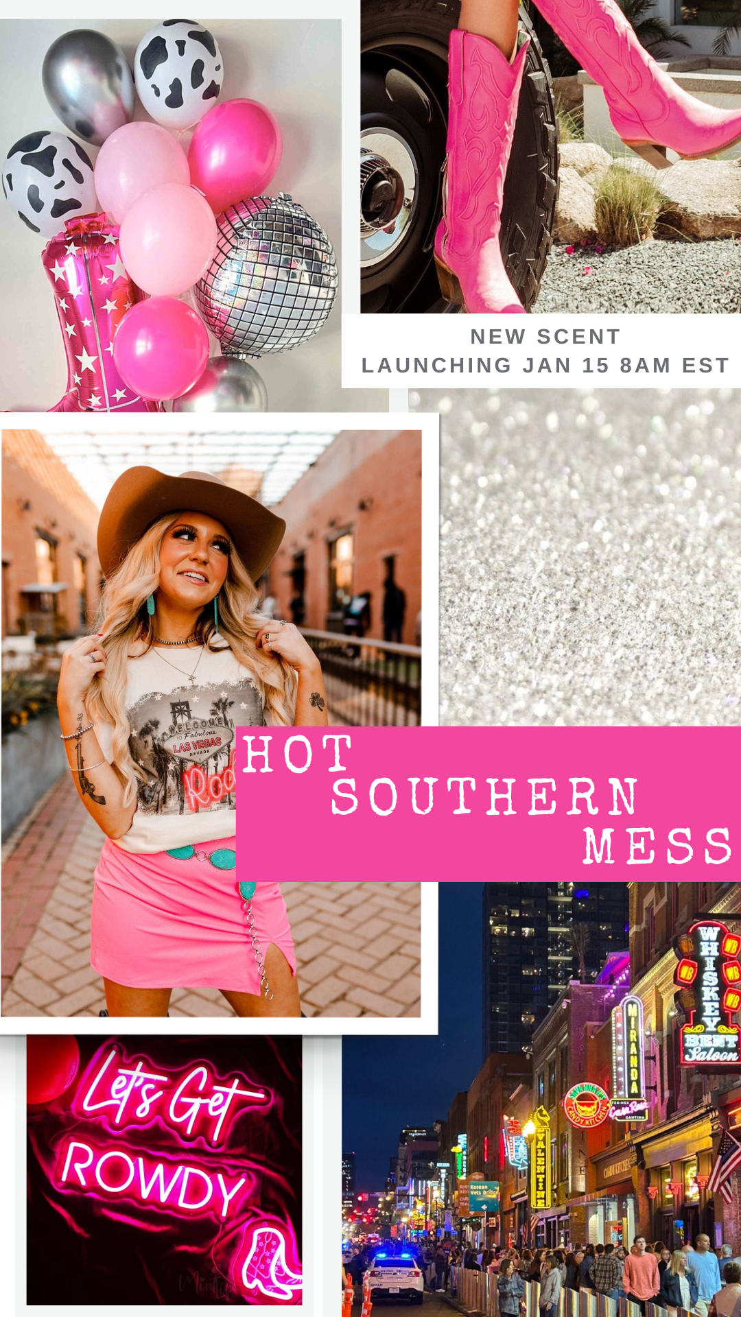Hot Southern Mess branded collage featuring pink soap bars and ribbon bow details