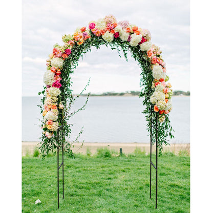 78"H x 45"W Metal Garden Arch Trellis; Adjustable Arbor Trellis for Garden Climbing Plants Support or Wedding Decor,Black - Renee Lane Company