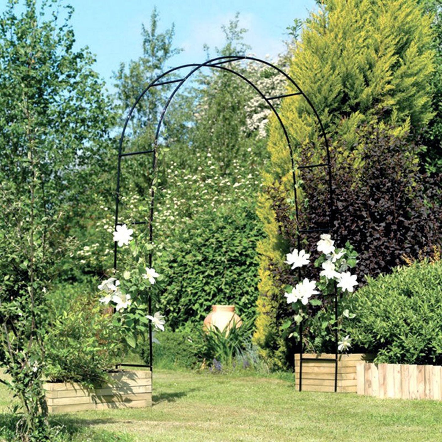 78"H x 45"W Metal Garden Arch Trellis; Adjustable Arbor Trellis for Garden Climbing Plants Support or Wedding Decor,Black - Renee Lane Company