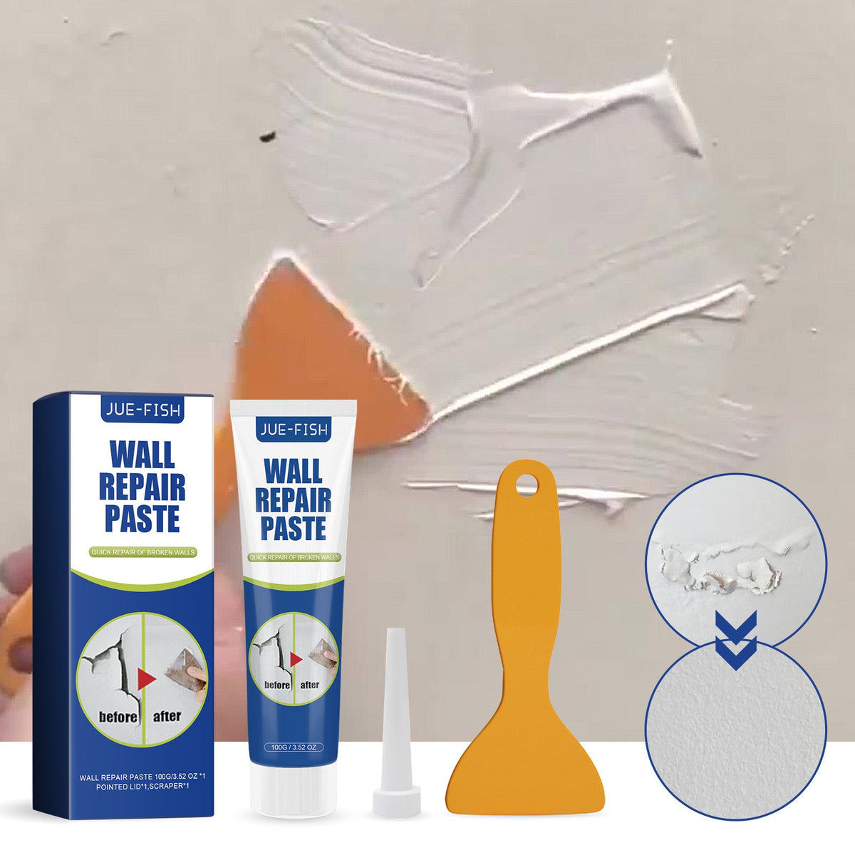 Wall Repair Paste 1 0 0g Bottle-1 Scraper-1 Needle Tip1box