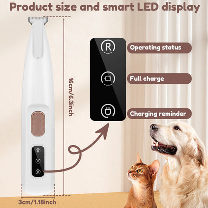 Pets Dog Paw Trimmer With LED Light Fully Waterproof Pet Hair Trimmer With LED Display Dog Clippers For Grooming Widen Blade - Renee Lane Company