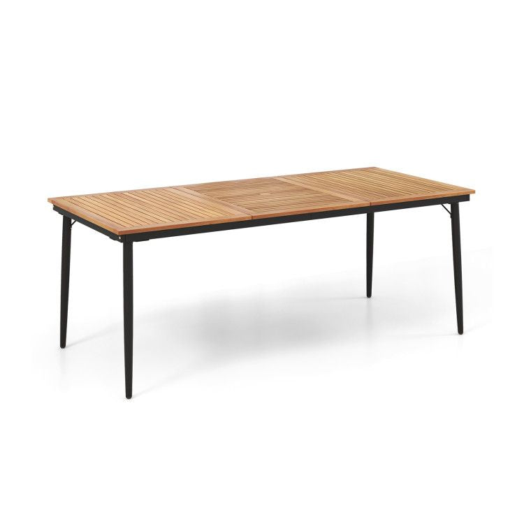 79" Acacia Wood Outdoor Dining Table for 8 with 1.9" Umbrella Hole - Renee Lane Company