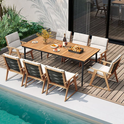 79" Acacia Wood Outdoor Dining Table for 8 with 1.9" Umbrella Hole - Renee Lane Company