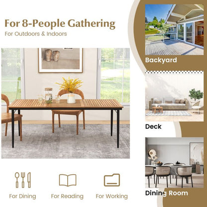 79" Acacia Wood Outdoor Dining Table for 8 with 1.9" Umbrella Hole - Renee Lane Company