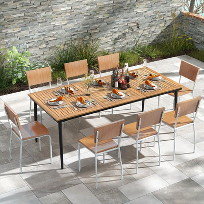 79" Acacia Wood Outdoor Dining Table for 8 with 1.9" Umbrella Hole - Renee Lane Company