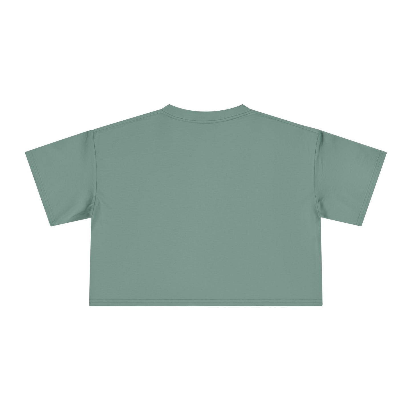 Crop top graphic tee, sage green solid back