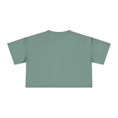 Crop top graphic tee, sage green solid back