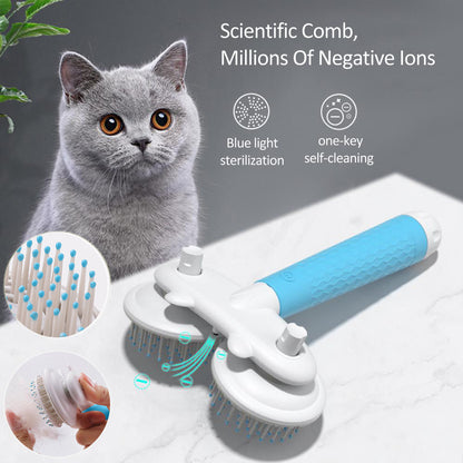 Pet Cat Brush Dog Slicker Brush Double-headed Negative Ion One-button Self Cleaning Dog Cat Hair Removal Pets Products - Renee Lane Company